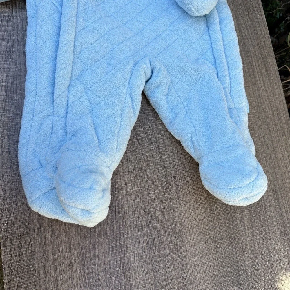 Vintage Wippette Snow Suit‎ Hooded Footie Fleece Lined Baby 6-9 Months Blue Bear
